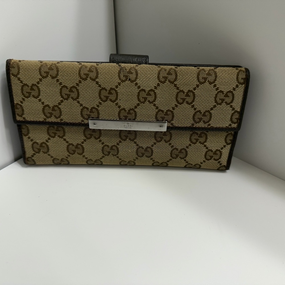 Gucci Beige and Brown Monogram Wallet